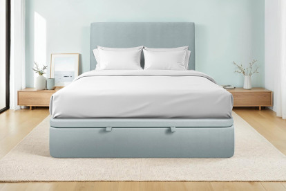 Sommier Coffre 160x200 cm - Velours - Gris bleuté