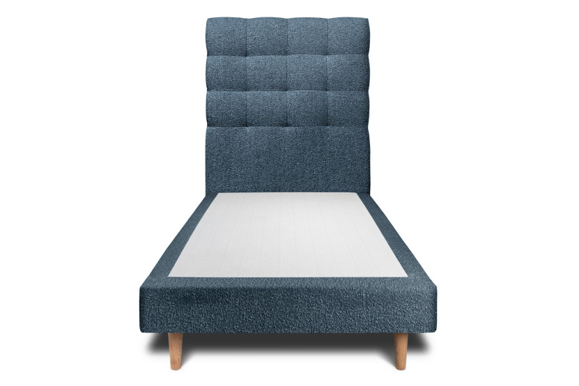 Lit 90x190 cm avec Tête de lit capitonnée - Tissu Bouclette