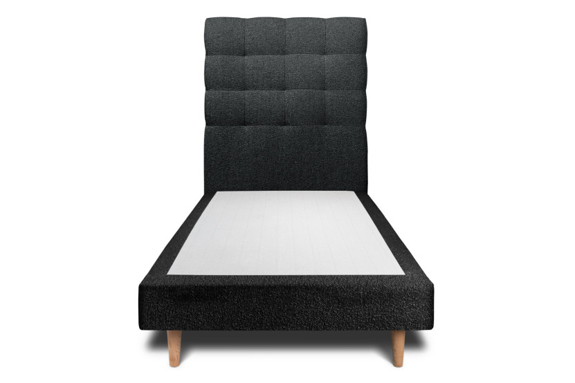 Lit 90x200 cm avec Tête de lit capitonnée - Tissu Bouclette