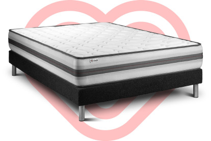 Ensemble Matelas Sommier 180x200 cm - Sommier Noir (en kit) - Vitalpower Recover