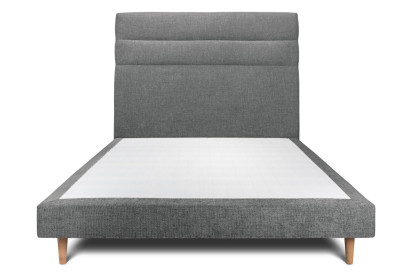 Lit 140x200 cm - Sommier tapissier H29 cm + tête de lit à lignes - Tissu Toile natté Gris Anthracite