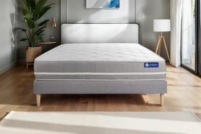 Ensemble Matelas Sommier 140x200 cm - Sommier Gris (en kit) - Actilatex Touch