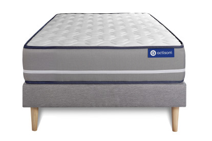 Ensemble Matelas Sommier 80x190 cm - Sommier Gris (en kit) - Actilatex Pur