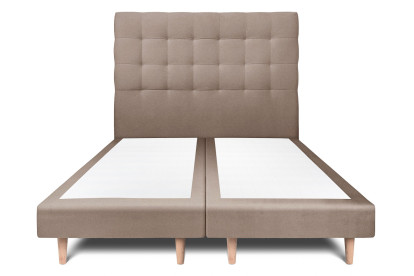 Lit 2x 80x200 cm - Sommier tapissier H29 cm + tête de lit capitonnée - Tissu Velours Taupe