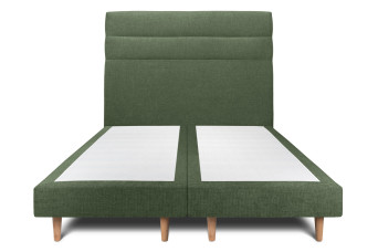 Lit 2x100x200 cm avec Tête de lit à lignes - Tissu Toile natté
