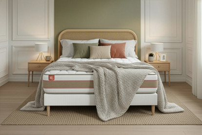 Ensemble Matelas Sommier 160x200 cm - Sommier Blanc (en kit) - Le Délicat