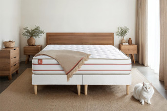 Pack lit complet 180x200 cm - Matelas + 2 Sommiers Blancs + 2 oreillers + Couette - Le Doux