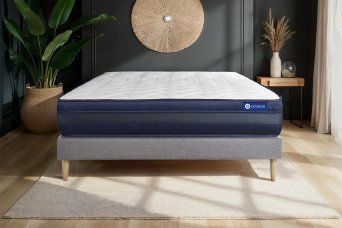 Ensemble Matelas Sommier 200x200 cm - Sommier Gris (en kit) - Actiflex Tech