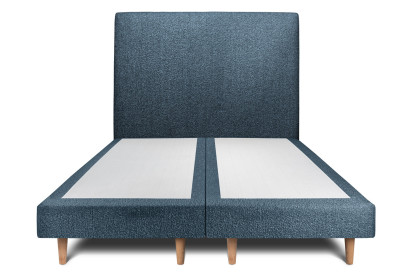 Lit 2x 90x200 cm - Sommier tapissier H29 cm + tête de lit tapissée - Tissu Bouclette Bleu