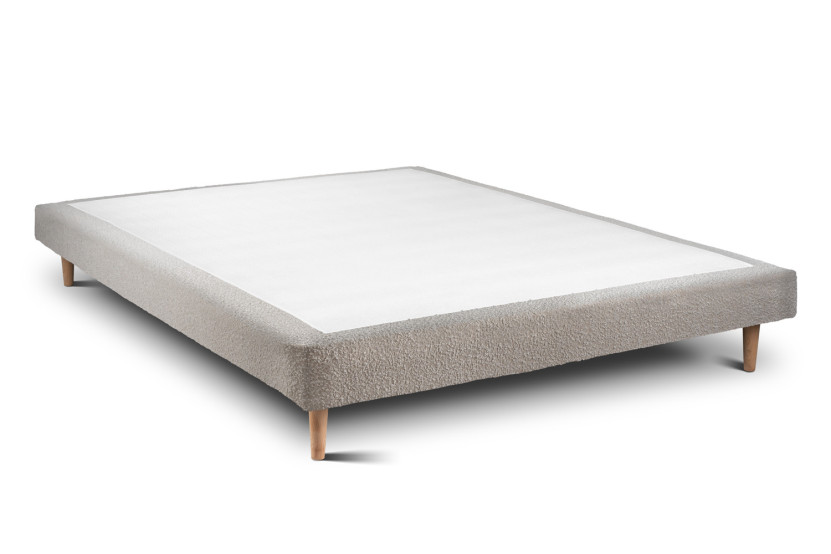 Lit 150x200 cm avec Tête de lit capitonnée - Tissu Bouclette