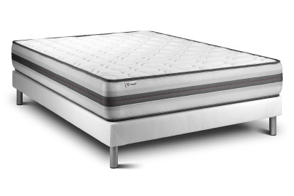 Ensemble Matelas Sommier 140x200 cm - Sommier Blanc (déjà monté) - Vitalpower Recover