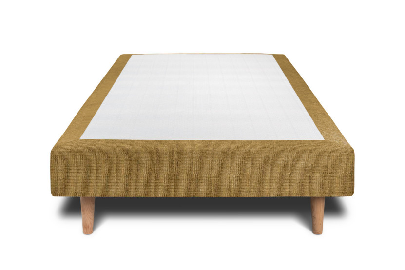 Lit 90x190 cm avec Tête de lit à lignes - Tissu Toile natté