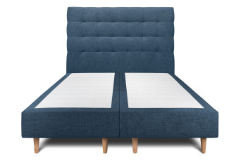 Lit 2x100x200 cm avec Tête de lit capitonnée - Tissu Toile natté