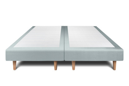 Lit 2x 80x200 cm - Sommier tapissier H29 cm + tête de lit tapissée - Tissu Velours Gris Bleuté