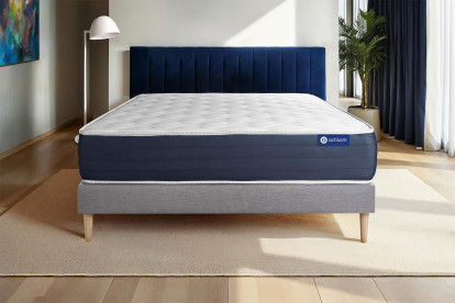 Ensemble Matelas Sommier 140x200 cm - Sommier Gris (en kit) - Actilatex Sleep