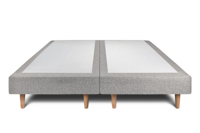 Lit 2x 100x200 cm - Sommier tapissier H29 cm + tête de lit tapissée - Tissu Bouclette Gris