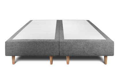 Lit 2x 100x200 cm - Sommier tapissier H35 cm + tête de lit capitonnée - Tissu Toile natté Gris Anthracite