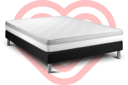 Ensemble Matelas Sommier 140x190 cm - Sommier Noir (en kit) - Vital Relax