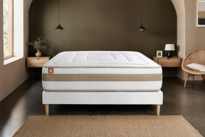 Ensemble Matelas Sommier 90x190 cm - Sommier Blanc (en kit) - Le Raffiné