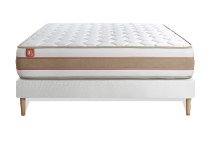 Ensemble Matelas Sommier 160x200 cm - Sommier Blanc (déjà monté) - Le Délicat