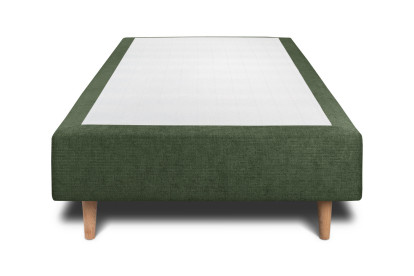 Lit 90x190 cm - Sommier tapissier H35 cm + tête de lit tapissée - Tissu Toile natté Vert Kaki