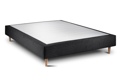 Lit 140x190 cm - Sommier tapissier H35 cm + tête de lit capitonnée - Tissu Toile natté Noir