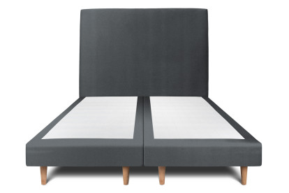Lit 2x 90x200 cm - Sommier tapissier H29 cm + tête de lit tapissée - Tissu Velours Gris Anthracite