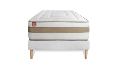 Ensemble Matelas Sommier 90x200 cm - Sommier Blanc (déjà monté) - Le Raffiné