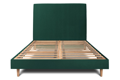 Lit 180x200 cm - Sommier à lattes H29 cm + tête de lit tapissée - Tissu Velours Vert