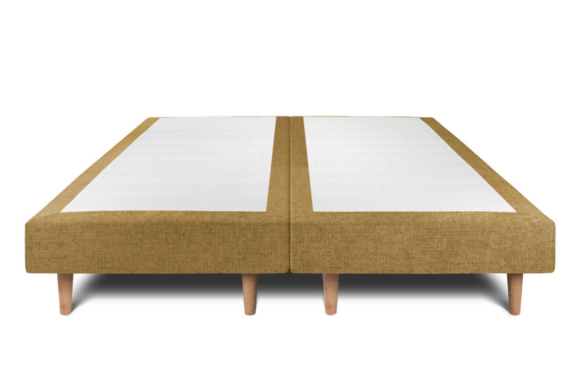 Lit 2x80x200 cm avec Tête de lit tapissée - Tissu Toile natté