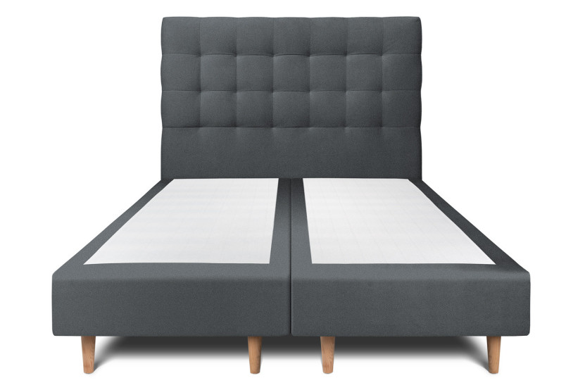 Lit 2x80x200 cm avec Tête de lit capitonnée - Tissu Velours