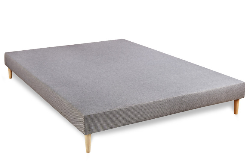 Ensemble Matelas Sommier 140x190 cm - Sommier Gris (déjà monté) - Vingt-Quatre PLUS