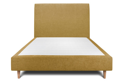Lit 140x190 cm - Sommier tapissier H35 cm + tête de lit tapissée - Tissu Toile natté Jaune