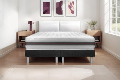 Ensemble Matelas Sommier 180x200 cm - 2 Sommiers Noir - Vitalmemo Back