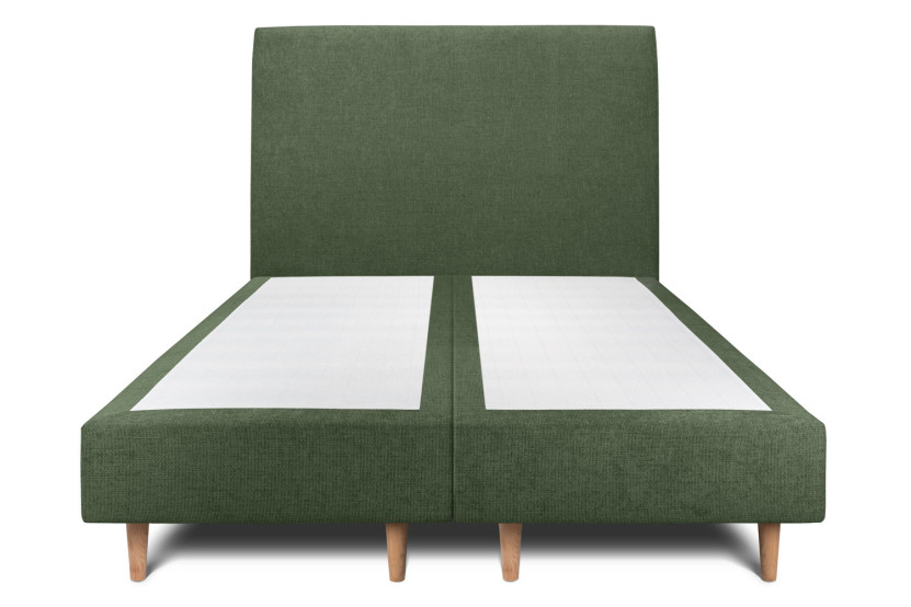Lit 2x80x200 cm avec Tête de lit tapissée - Tissu Toile natté