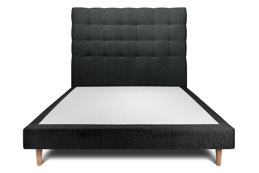 Lit 140x190 cm avec Tête de lit capitonnée - Tissu Bouclette
