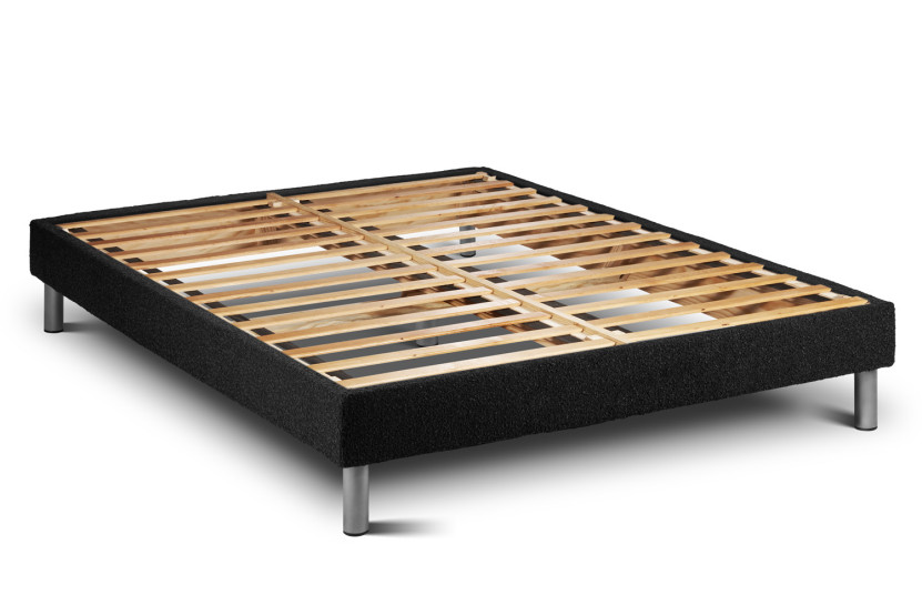 Pack lit complet 140x200 cm - Matelas + Sommier Noir (en kit) + 2 oreillers + Couette - Vital Spa