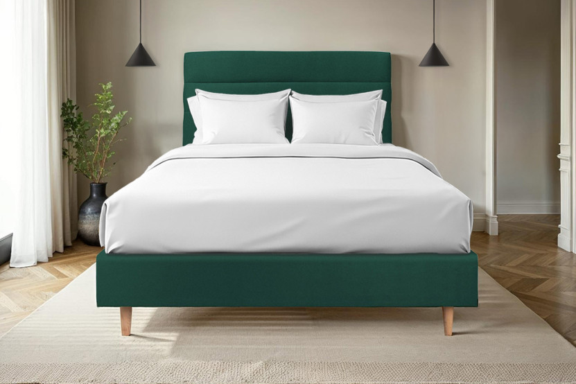 Tête de lit 160 cm Lignes - Tissu Velours Vert