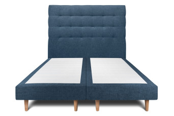 Lit 2x80x200 cm avec Tête de lit capitonnée - Tissu Toile natté