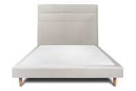 Lit 135x190 cm - Sommier tapissier H29 cm + tête de lit à lignes - Tissu Velours Gris Clair Lit 135x190 cm - Sommier tapissier H29 cm + tête de lit à lignes - Tissu Velours Gris Clair