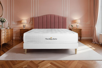Ensemble Matelas Sommier 160x200 cm - Sommier Blanc (déjà monté) - Buckingham