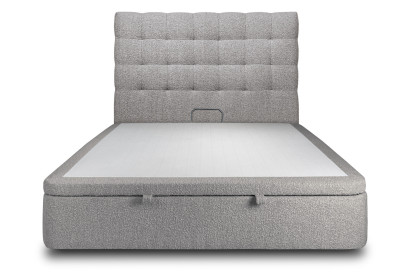 Lit coffre 140x200 cm avec Tête de lit capitonnée - Tissu Bouclette Gris