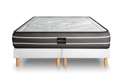 Pack lit complet 160x200 cm - Matelas + 2 Sommiers Blancs + 2 oreillers + Couette - Exclusive