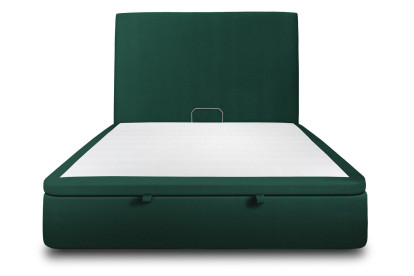 Lit coffre 140x200 cm avec Tête de lit tapissée - Tissu Velours Vert