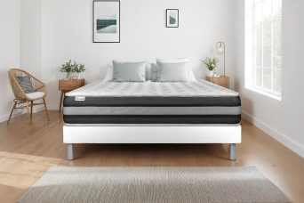 Ensemble Matelas Sommier 140x200 cm - Sommier Blanc (en kit) - Vitalspring Zen