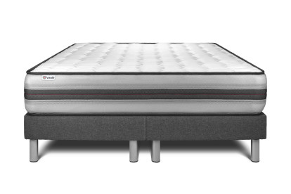 Ensemble Matelas Sommier 200x200 cm - 2 Sommiers Gris - Vitalpower Recover