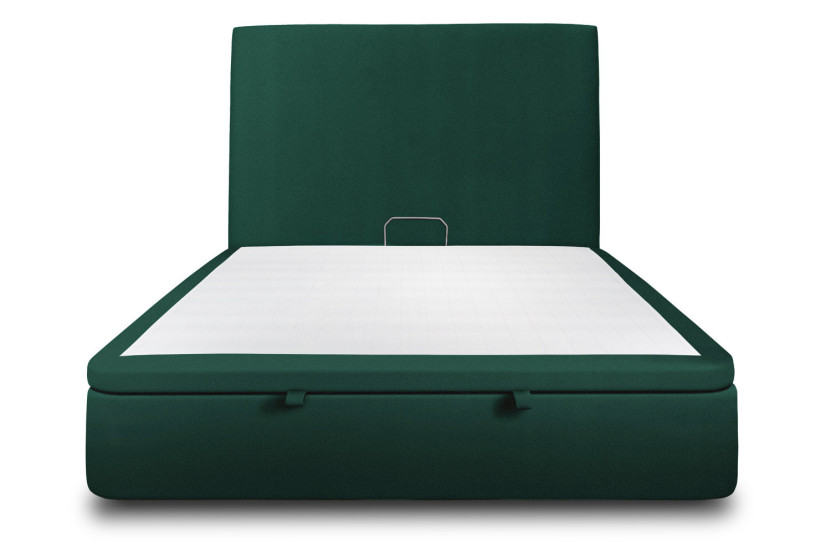Lit coffre 180x200 cm avec Tête de lit tapissée - Tissu Velours
