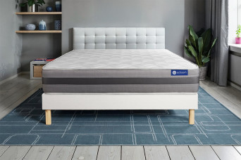 Ensemble Matelas Sommier 160x200 cm - Sommier Blanc (en kit) - Actilatex Relax