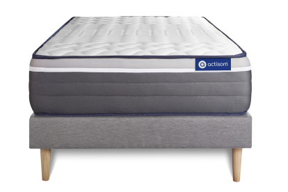 Ensemble Matelas Sommier 90x200 cm - Sommier Gris (en kit) - Actilatex Plus