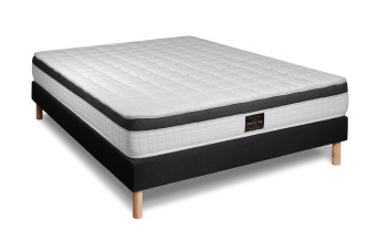 Ensemble Matelas Sommier 160x200 cm - Sommier Noir (déjà monté) - Supérieur